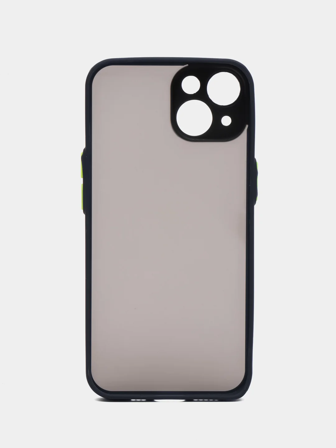 Темно-синий чехол на iPhone 14 / Айфон 14 пластиковый, матовый, с цветными кнопками