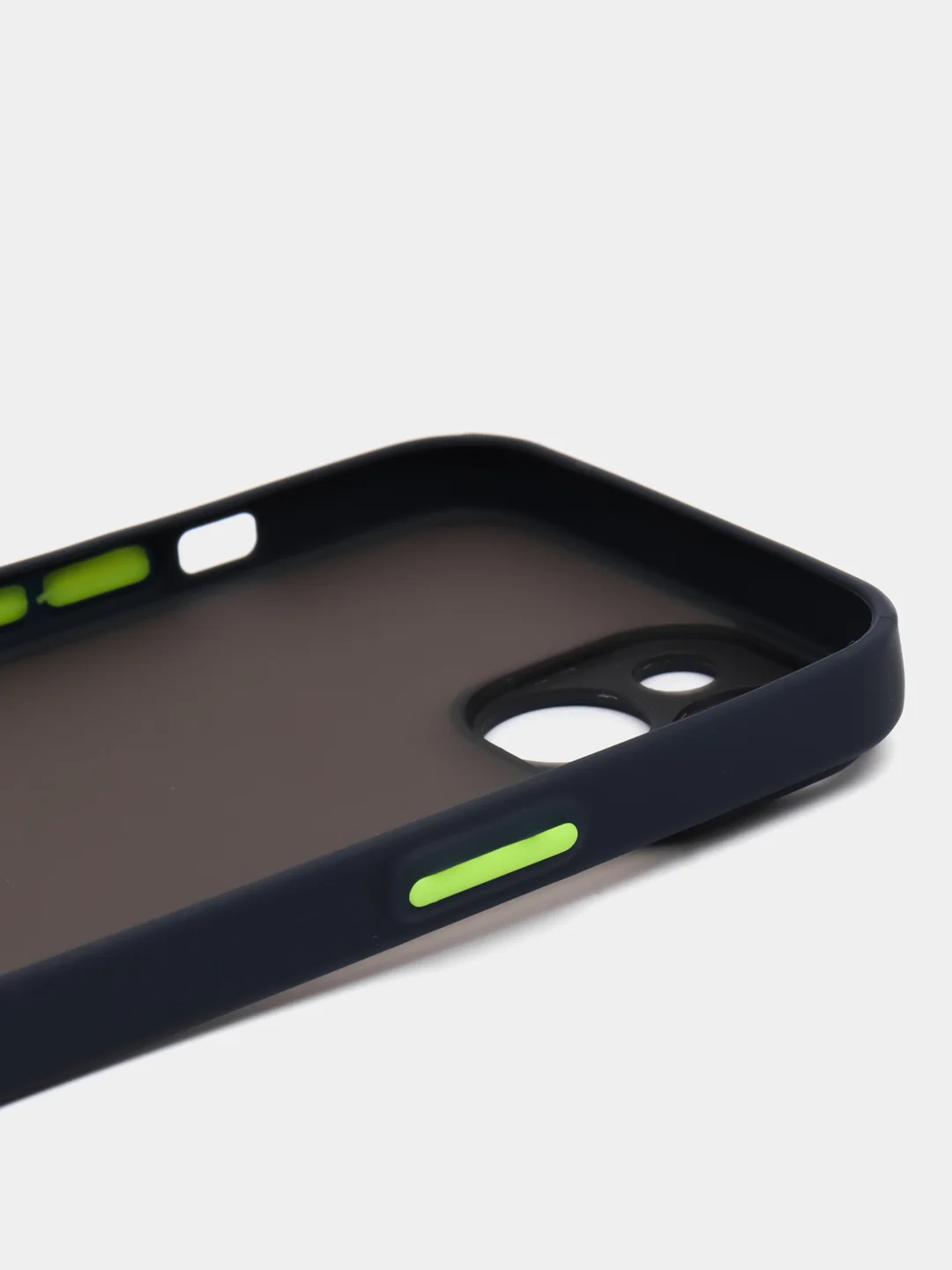 Темно-синий чехол на iPhone 14 / Айфон 14 пластиковый, матовый, с цветными кнопками