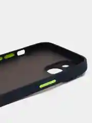 Темно-синий чехол на iPhone 14 / Айфон 14 пластиковый, матовый, с цветными кнопками