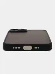 Темно-синий чехол на iPhone 14 / Айфон 14 пластиковый, матовый, с цветными кнопками