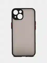 Черный чехол на iPhone 14 / Айфон 14 пластиковый, матовый, с цветными кнопками