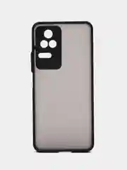 Черный чехол для Xiaomi Poco F4 / Сяоми Поко Ф4, пластиковый, матовый, с цветными кнопками
