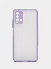 Лавандовый чехол матовый Xiaomi Redmi 9T, Редми 9Т пластиковый  полупрозрачный с цветными кнопками
