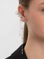 Серый металлик серьга кафф "Бабочка"