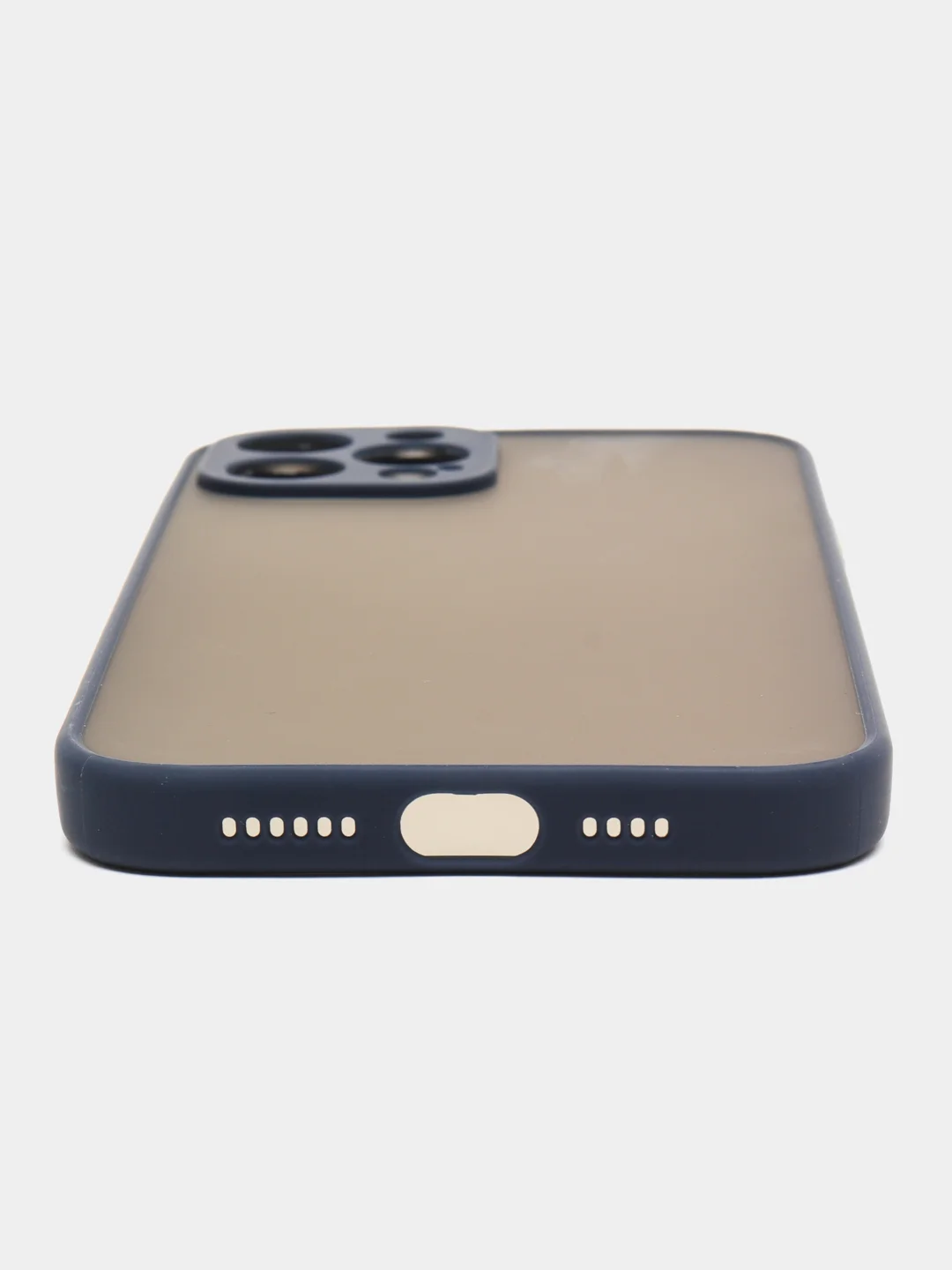 Темно-синий чехол на iPhone 12 Pro Max / Айфон 12 Про Макс пластиковый, матовый, с цветными кнопками