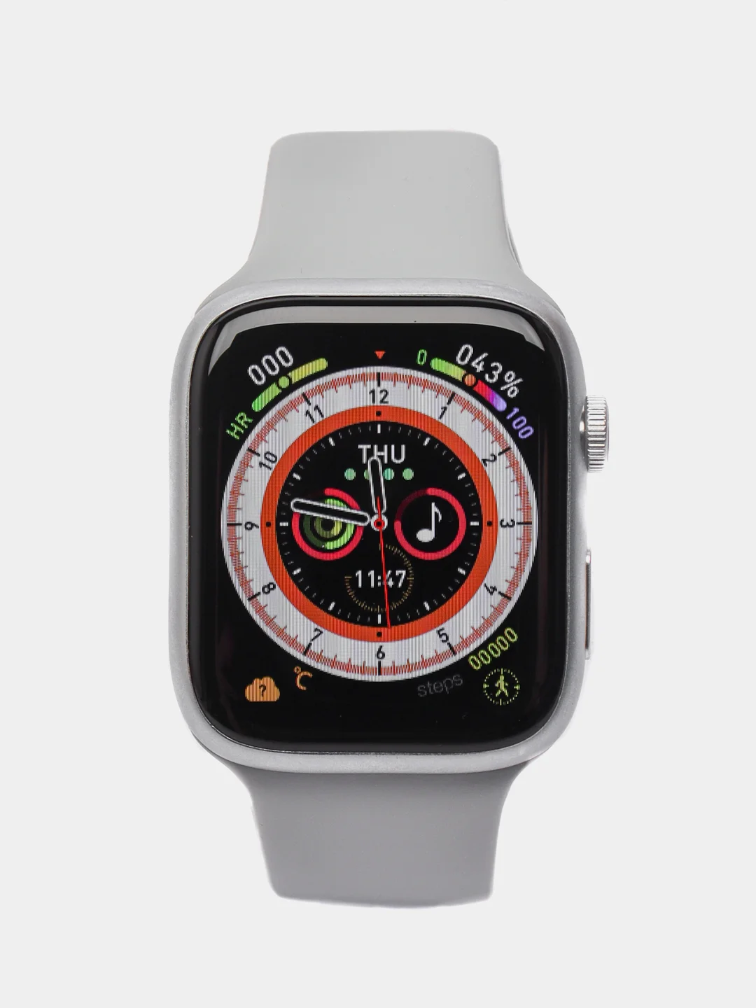 Серебряный смарт часы, умные часы Smart Watch 8, 45мм, чип 2024