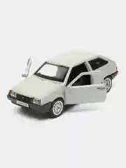 Серебряный машина LADA-2108 Спутник 12 см Технопарк, металлическая, открываются двери и багажник