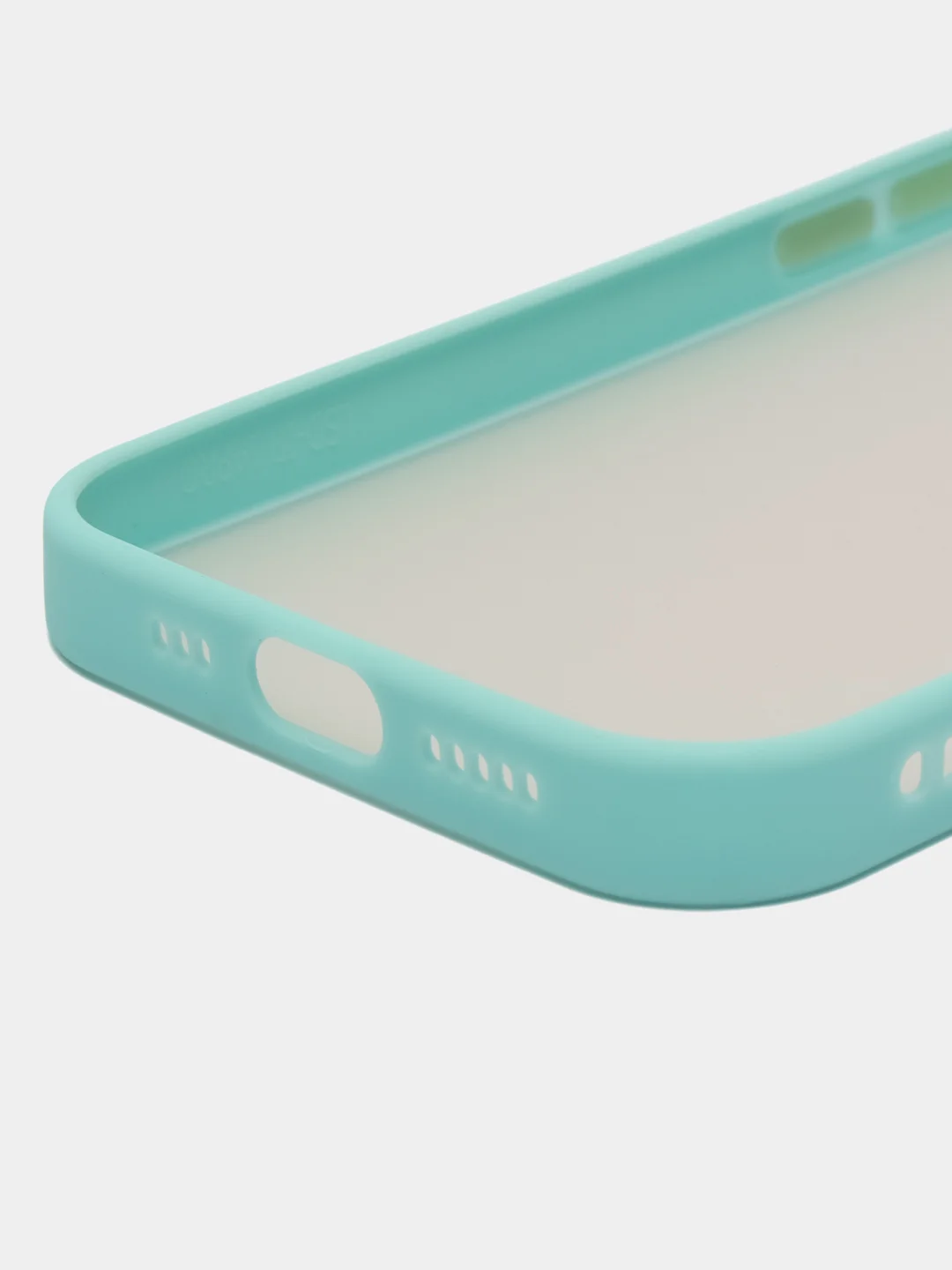 Бирюзовый чехол iPhone 14 Pro (Айфон 14 Про), пластиковый, матовый, с цветными кнопками