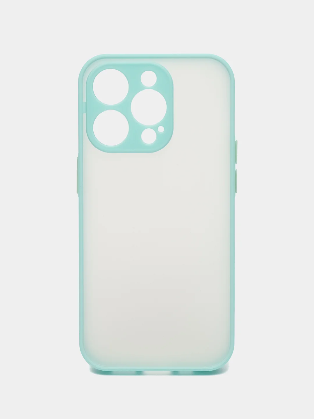 Бирюзовый чехол iPhone 14 Pro (Айфон 14 Про), пластиковый, матовый, с цветными кнопками