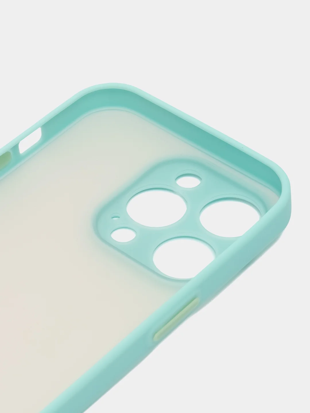 Бирюзовый чехол iPhone 14 Pro (Айфон 14 Про), пластиковый, матовый, с цветными кнопками