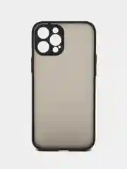 Черный чехол на iPhone 12 Pro Max / Айфон 12 Про Макс пластиковый, матовый, с цветными кнопками