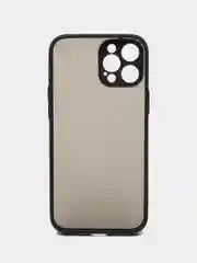 Черный чехол на iPhone 12 Pro Max / Айфон 12 Про Макс пластиковый, матовый, с цветными кнопками