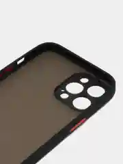 Черный чехол на iPhone 12 Pro Max / Айфон 12 Про Макс пластиковый, матовый, с цветными кнопками