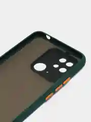 Тёмно-зелёный чехол Xiaomi Redmi 10C / Poco C40, Поко С40, пластиковый, матовый, с цветными кнопками