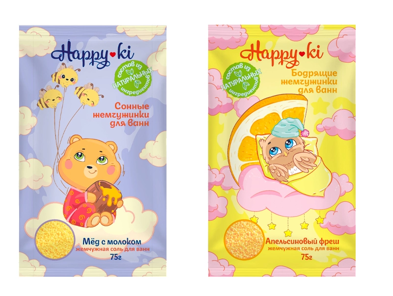Соль-жемчуг для ванн Happyki 75г детская с лёгким шиммером Подарок на новый год девочке