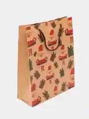 Молочный крафт пакет подарочный Новогодний