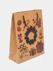 Песочный хаки крафт пакет подарочный Новогодний