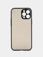 Темно-синий чехол на iPhone 12 Pro Max / Айфон 12 Про Макс пластиковый, матовый, с цветными кнопками