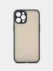 Темно-синий чехол на iPhone 12 Pro Max / Айфон 12 Про Макс пластиковый, матовый, с цветными кнопками