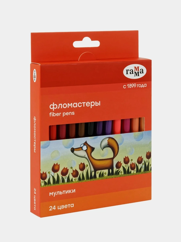 Фломастеры Гамма "Мультики", 24цв., смываемые, картон. упак., европодвес