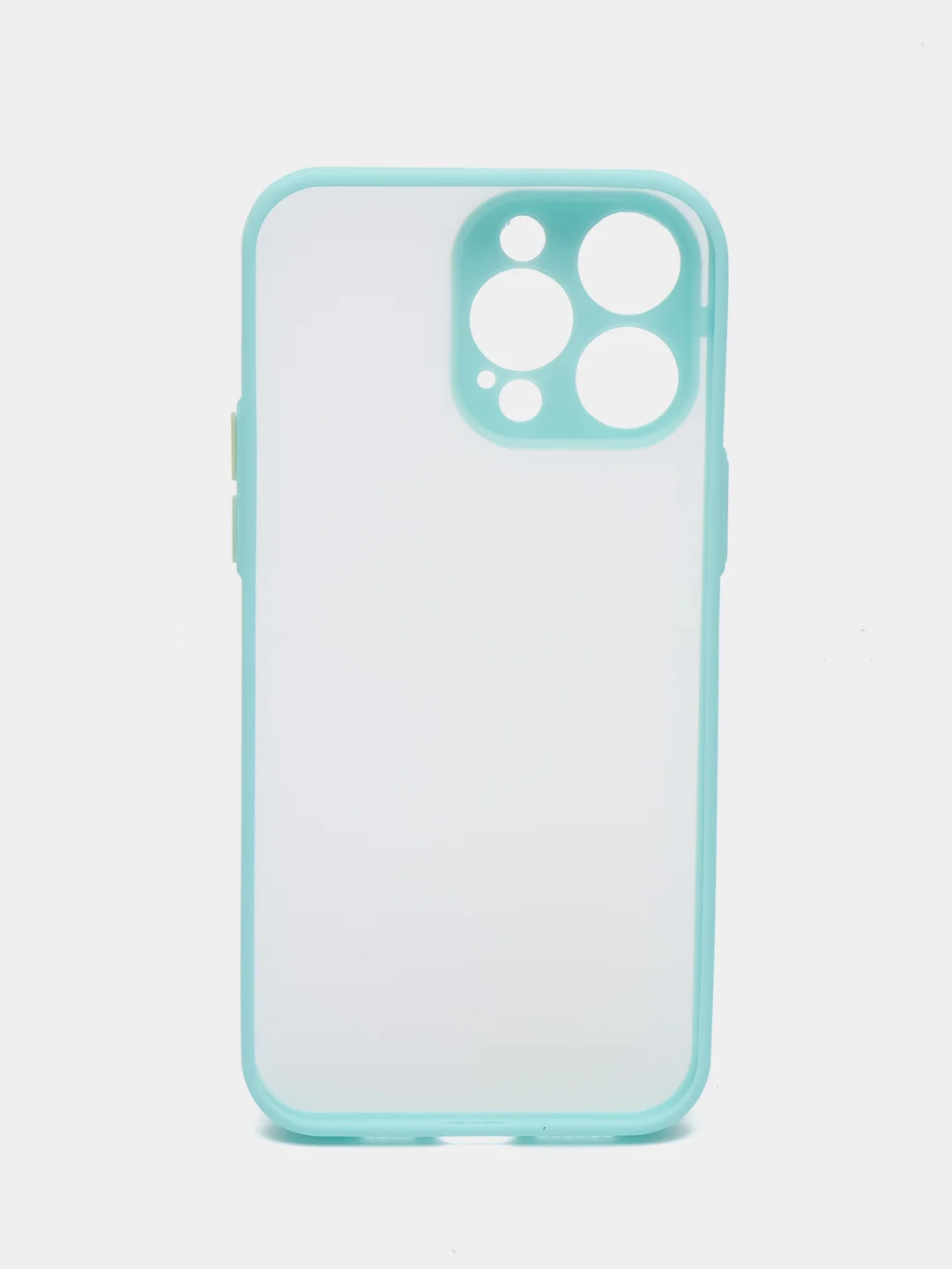 Бирюзовый чехол iPhone 14 Pro Max (Айфон 14 Про Макс), пластиковый, матовый, с цветными кнопками