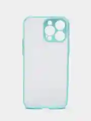 Бирюзовый чехол iPhone 14 Pro Max (Айфон 14 Про Макс), пластиковый, матовый, с цветными кнопками
