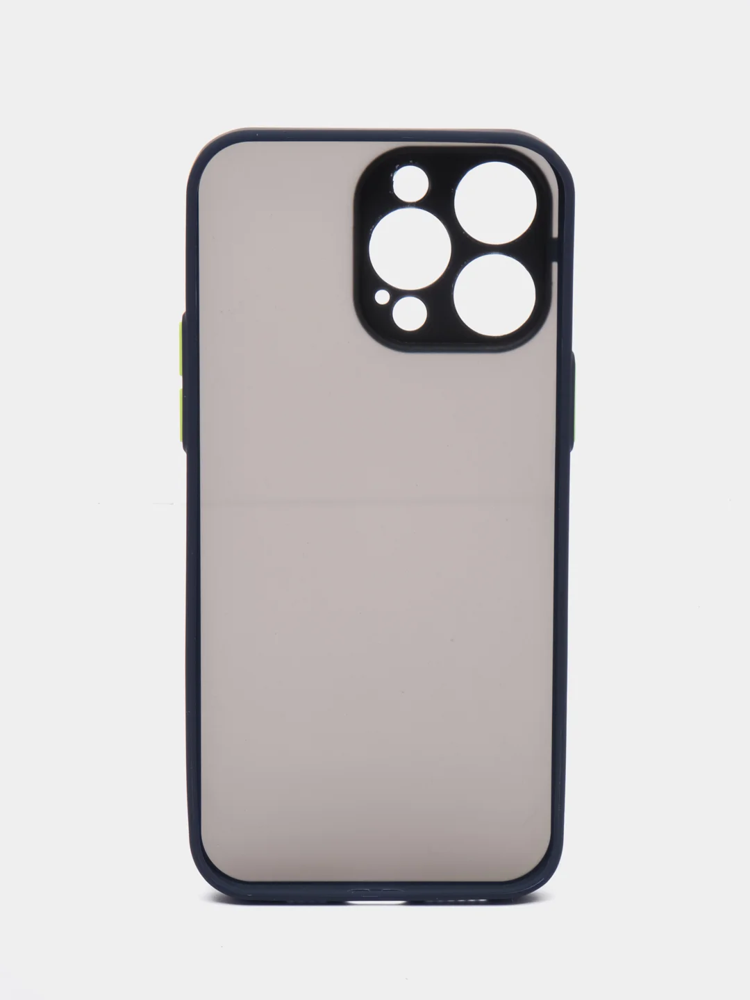 Темно-синий чехол iPhone 14 Pro Max (Айфон 14 Про Макс), пластиковый, матовый, с цветными кнопками