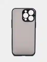 Темно-синий чехол iPhone 14 Pro Max (Айфон 14 Про Макс), пластиковый, матовый, с цветными кнопками