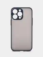 Темно-синий чехол iPhone 14 Pro Max (Айфон 14 Про Макс), пластиковый, матовый, с цветными кнопками