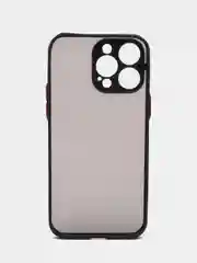 Темно-синий чехол iPhone 14 Pro Max (Айфон 14 Про Макс), пластиковый, матовый, с цветными кнопками