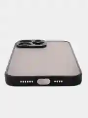 Темно-синий чехол iPhone 14 Pro Max (Айфон 14 Про Макс), пластиковый, матовый, с цветными кнопками