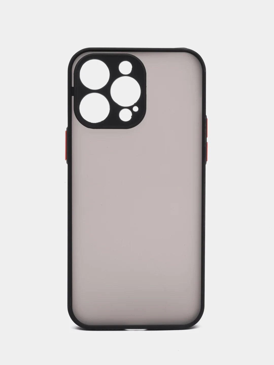 Черный чехол iPhone 14 Pro Max (Айфон 14 Про Макс), пластиковый, матовый, с цветными кнопками