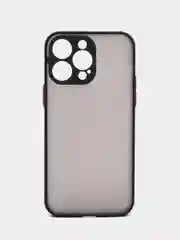Черный чехол iPhone 14 Pro Max (Айфон 14 Про Макс), пластиковый, матовый, с цветными кнопками