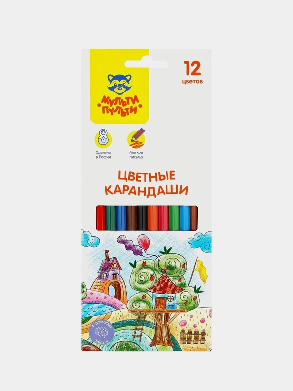 Цветные карандаши Мульти-Пульти "Невероятные приключения", 12 цветов, мягкие