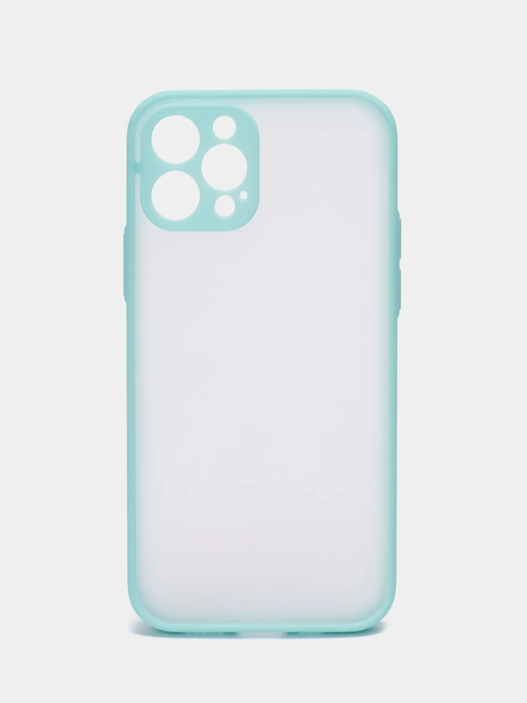 Бирюзовый чехол на iPhone 12 Pro / Айфон 12 Про, пластиковый, матовый, с цветными кнопками