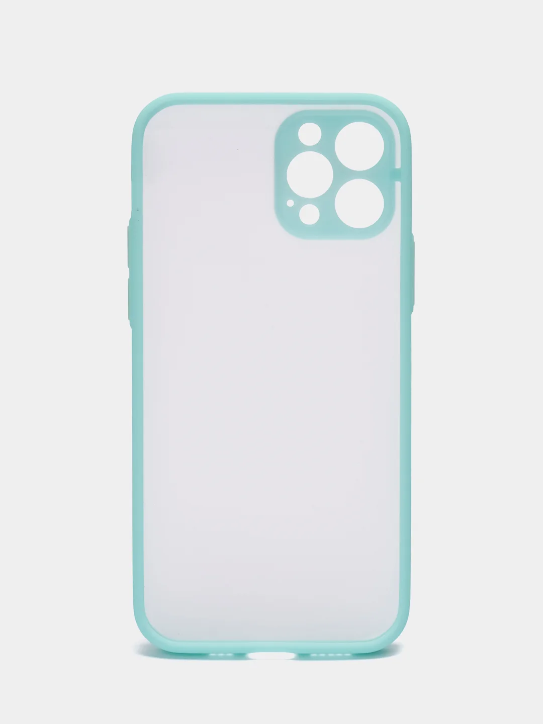 Бирюзовый чехол на iPhone 12 Pro / Айфон 12 Про, пластиковый, матовый, с цветными кнопками