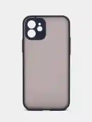 Темно-синий чехол iPhone 12 матовый, с цветными кнопками