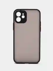 Черный чехол iPhone 12 матовый, с цветными кнопками