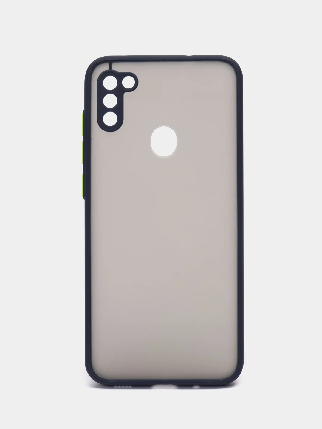 Темно-синий чехол Samsung Galaxy A11/M11 (Галакси А11/М11), пластиковый, матовый, с цветными кнопками