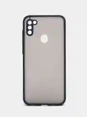 Темно-синий чехол Samsung Galaxy A11/M11 (Галакси А11/М11), пластиковый, матовый, с цветными кнопками