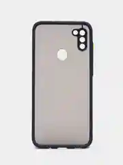 Темно-синий чехол Samsung Galaxy A11/M11 (Галакси А11/М11), пластиковый, матовый, с цветными кнопками