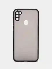Черный чехол Samsung Galaxy A11/M11 (Галакси А11/М11), пластиковый, матовый, с цветными кнопками