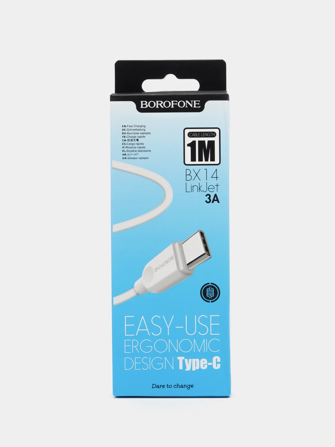 Белый кабель Borofone BX14 LinkJet, USB - Type-C, 3A, 1 м