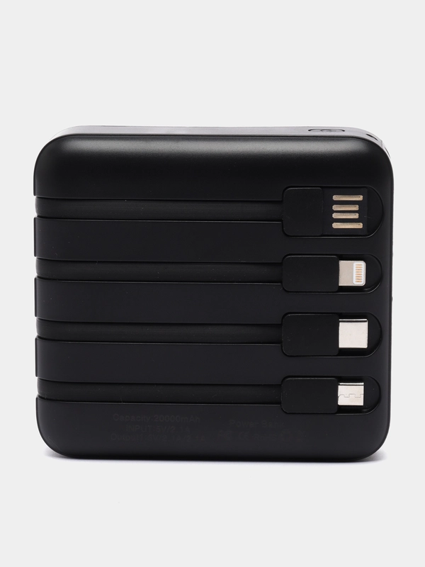 PowerBank cо встроенными кабелями, 10000 мач