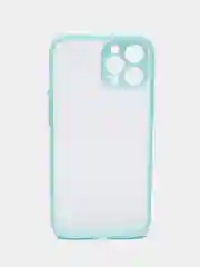 Бирюзовый чехол на iPhone 12 Pro Max / Айфон 12 Про Макс пластиковый, матовый, с цветными кнопками