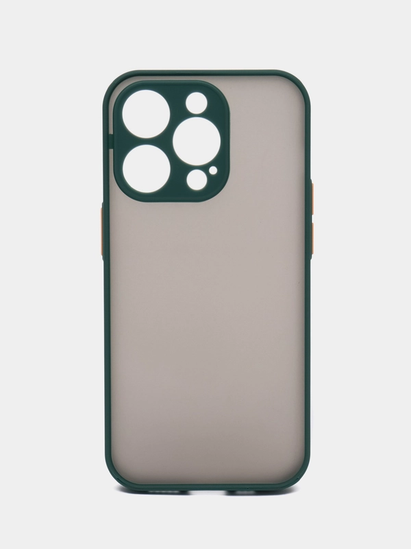 Чехол iPhone 14 Pro (Айфон 14 Про), пластиковый, матовый, с цветными кнопками