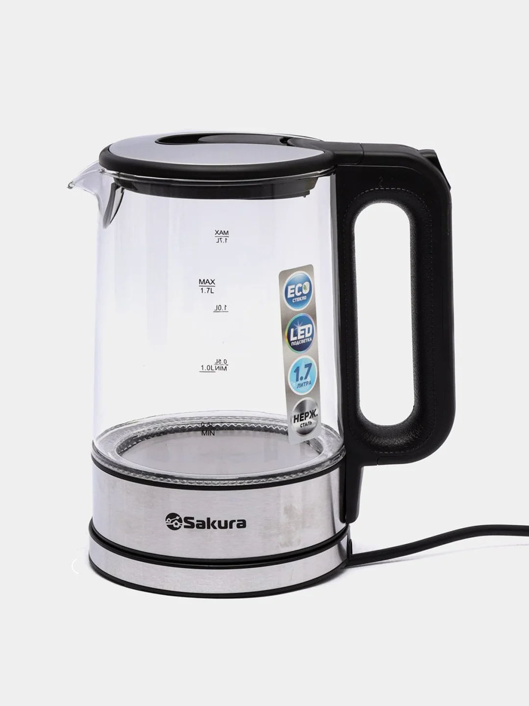 Черный чайник электрический Sakura SA-2726SBK, 1850-2200 Вт