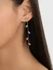 Серебряный серьги со стразами женские длинные, пусеты