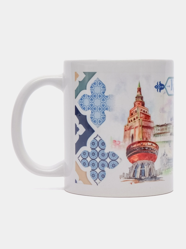 Керамическая кружка с ручкой, рисунок "Казань", для напитков, сувенир
