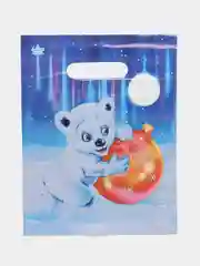 Небесно-голубой новогодние пакеты 20 х 30 см/ Пакет "С Новым Годом" / Пакет подарочный на Рождество
